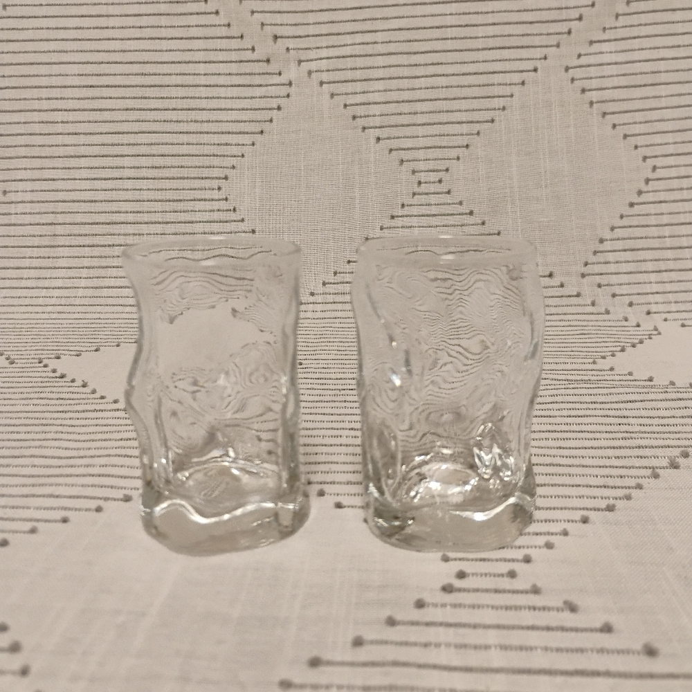 Clear Textured Glass Shot Glasses Pair Of 2